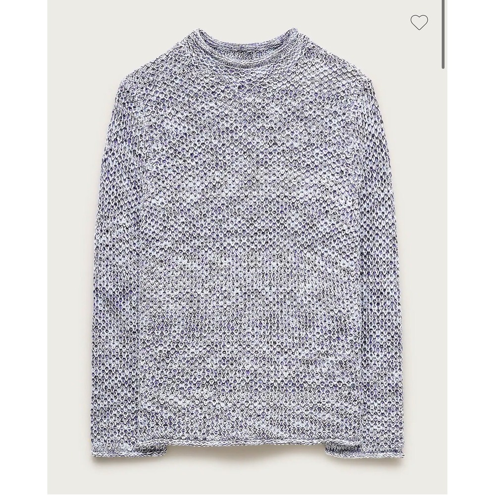 J.Crew Space-dyed Rollneck™ Sweater Blue White Large NEW Marled Cotton CT944